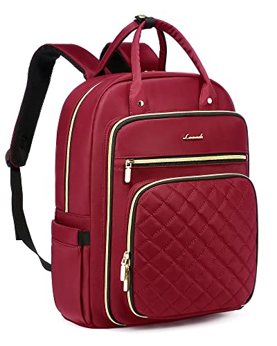 LOVEVOOK Laptop Backpack for Women, Work Travel Backpack Purse for Women Water Resistant, School Bookbag for Women, Nurse Bag Teacher Computer Backpack with USB Charging Port, Fits 15.6'' Laptop Wine