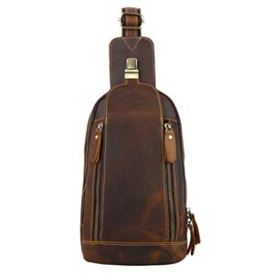 leathario men’s leather sling bag chest bag one shoulder bag crossbody bag backpack for men