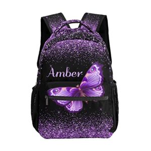 ArtGift Custom Print Purple Butterfly Waterproof Backpack for Birthday Holiday Gift, 12.2(L) x 5.9(W) x 16.5(H) Inch