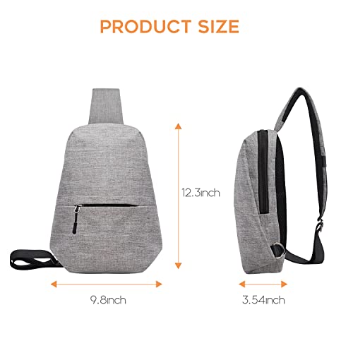 Sling Bag for Men Women Shoulder Backpack Chest Bags Crossbody Daypack for Travel Hiking Camping Outdoor Trip (Gray)