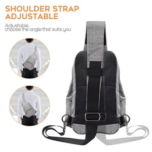 Sling Bag for Men Women Shoulder Backpack Chest Bags Crossbody Daypack for Travel Hiking Camping Outdoor Trip (Gray)