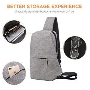 Sling Bag for Men Women Shoulder Backpack Chest Bags Crossbody Daypack for Travel Hiking Camping Outdoor Trip (Gray)