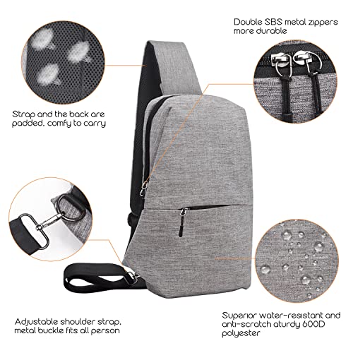 Sling Bag for Men Women Shoulder Backpack Chest Bags Crossbody Daypack for Travel Hiking Camping Outdoor Trip (Gray)