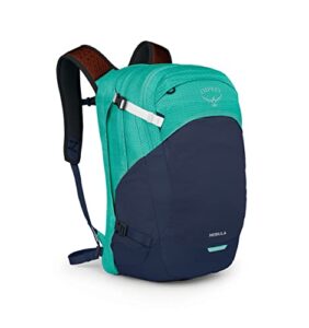 osprey nebula 32 laptop backpack, reverie green/cetacean blue