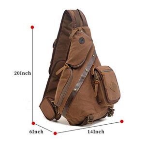 Canvas Sling Bag, Large Canvas Chest Bag Sling Chest shoulder Bag Crossbody Sling Backpack for Men Women (Coffee)