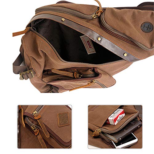 Canvas Sling Bag, Large Canvas Chest Bag Sling Chest shoulder Bag Crossbody Sling Backpack for Men Women (Coffee)