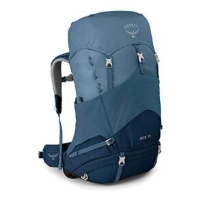 osprey ace 38 kid’s backpacking backpack, blue hills, o/s