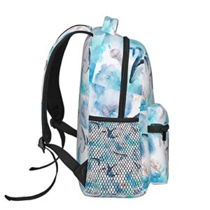 YIDUODUOX Boys Girls School Backpack Hiking Travel Pack with Multiple Pockets Daypack Sea whale and jellyfish College School Bookbag