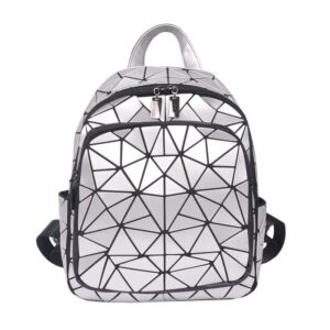 geometric luminous ladies backpack wallet holographic reflective backpack diamond travel backpack (silver)