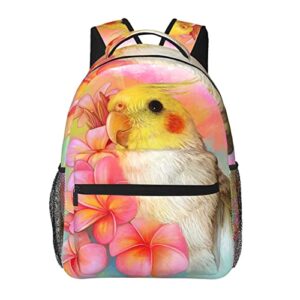 dmorj cute cockatiel lightweight casual student backpack — light and portable, suitable for school, work, weekend vacation, travel, 7.8×11.4×15.7 inch