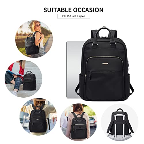 GOLF SUPAGS Laptop Backpack for Women Girls Work Backpack Purse Laptop BagsTravel Computer Bookbag Fits 15.6 Inch Notebook (Black, 15.6 Inch)