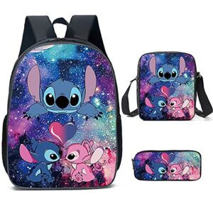 liuzhuqin 3pcs boys backpack,girls bags with lunch box pencil case set,adjustable shoulder 16 inch backpacks (3, one size)