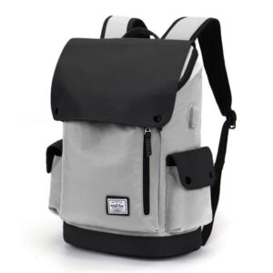windtook travel laptop backpack for men casual daypack with usb charging port school college computer book bag fit for 15 inch notebook, gray
