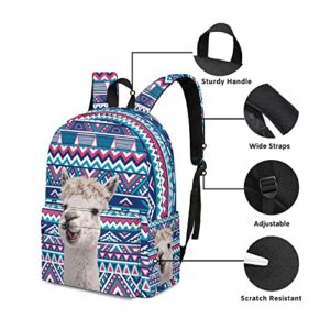 Psxnvid Alpaca Llama Backpack Cartoon Cute Alpaca Bohe Backpacks Travel Hiking Laptop Backpack for Women Men Girls Boys