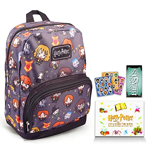 Fast Forward New York Harry Potter Preschool Backpack for Kids, Toddlers,6 Pc School Supplies Bundle with Hogwarts 10inch Mini Boys and Girls, Stickers, Decal, More