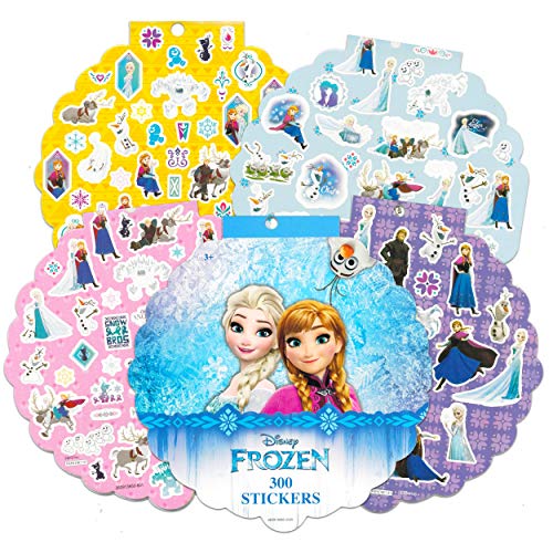 Walt Disney Studio Frozen MINI Backpack For Girls, Kids ~ 4 Pc Bundle With 11In School Bag, 300 Stickers, Coloring Pages, Disney Frozen backpack (Anna Elsa Supplies Travel Set),