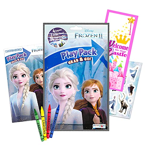 Walt Disney Studio Frozen MINI Backpack For Girls, Kids ~ 4 Pc Bundle With 11In School Bag, 300 Stickers, Coloring Pages, Disney Frozen backpack (Anna Elsa Supplies Travel Set),