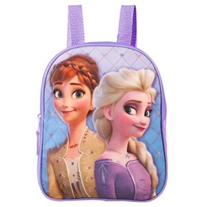 Walt Disney Studio Frozen MINI Backpack For Girls, Kids ~ 4 Pc Bundle With 11In School Bag, 300 Stickers, Coloring Pages, Disney Frozen backpack (Anna Elsa Supplies Travel Set),