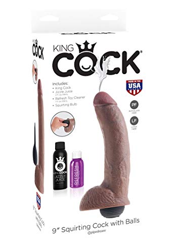 Pipedream King Cock Squirting Cock with Balls, 9", Brown