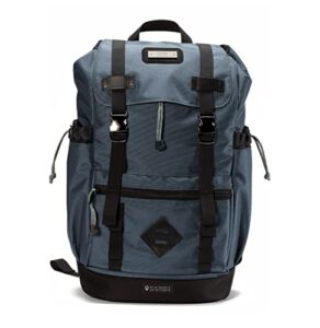 gobi getaway men woman unisex heavy duty hiking travel carry-on laptop backpack, gunmetal blue color with black webbing