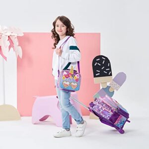 Meetbelify Unicorn Rolling Backpack for Girls Wheels Backpacks for Girls for School Sequin Backpack with Lunch Box for Elementary Students