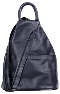 primo sacchi italian soft black leather top handle shoulder bag rucksack backpack medium