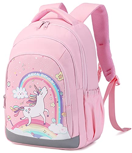 Abshoo Cute Kids Backpack For Girls Kindergarten Elementary Unicorn School Backpacks With Chest Strap (Unicorn Pink)