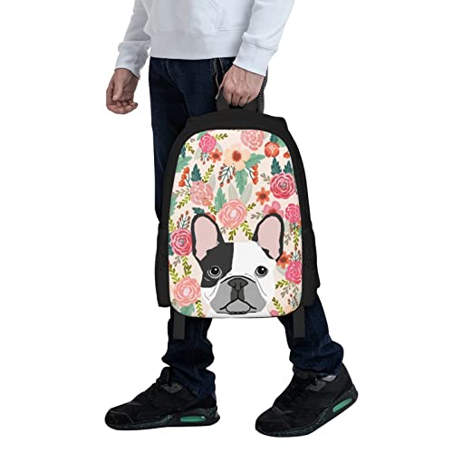 French Bulldog Dogs Floral Boho Flowers Cute Animals Is Life Dog 3D Printing Backpack Durable Light Cozy Laptop Bag Backpacks For adult Teens School Bookbag Travel Hiking Casual Daypack Birthday Gift