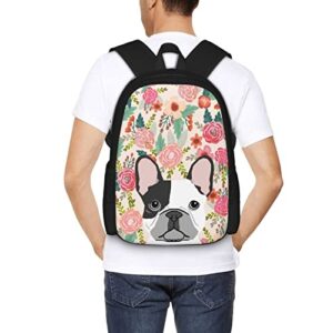 French Bulldog Dogs Floral Boho Flowers Cute Animals Is Life Dog 3D Printing Backpack Durable Light Cozy Laptop Bag Backpacks For adult Teens School Bookbag Travel Hiking Casual Daypack Birthday Gift