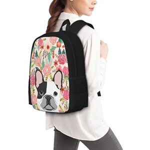 French Bulldog Dogs Floral Boho Flowers Cute Animals Is Life Dog 3D Printing Backpack Durable Light Cozy Laptop Bag Backpacks For adult Teens School Bookbag Travel Hiking Casual Daypack Birthday Gift