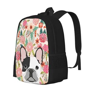 French Bulldog Dogs Floral Boho Flowers Cute Animals Is Life Dog 3D Printing Backpack Durable Light Cozy Laptop Bag Backpacks For adult Teens School Bookbag Travel Hiking Casual Daypack Birthday Gift