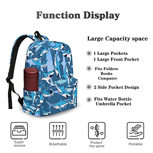 Shark Backpack Classic Shark Bookbag,Gradient Shark Laptop Bag with Multiple Pockets,Durable Shoulders Backpack (Gradient Shark)