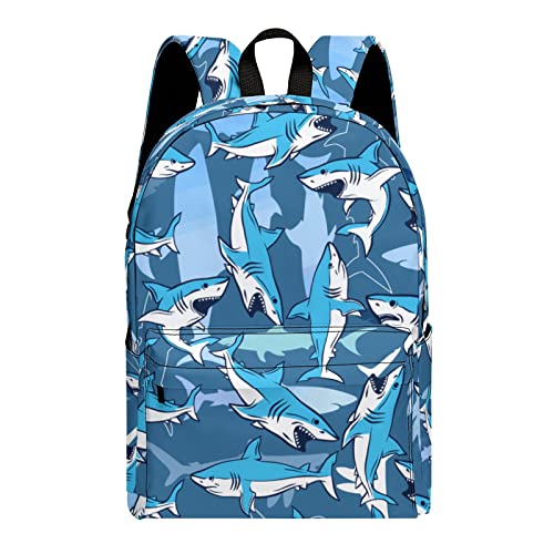 Shark Backpack Classic Shark Bookbag,Gradient Shark Laptop Bag with Multiple Pockets,Durable Shoulders Backpack (Gradient Shark)