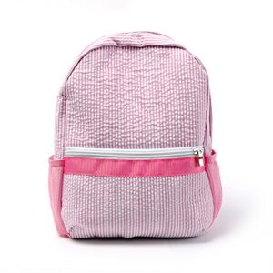 Toddler Backpack, Seersucker Small Kids Backpack, Classic Mini Preppy School Preschool Kindergarten Children Bag 12"H x 9.5"W for 2-5 Years (Pink)