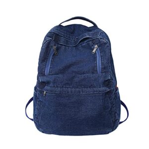 canvas backpack lightweight travel daypack student rucksack laptop backpack denim medium handbag for women blue (2)