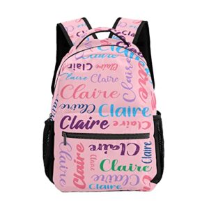 zaacustom polyester custom bookbag with name text elementary kids girls personalized school backpack customize book bag, stylish, waterproof, unique, adjustable shoulder straps, 1 pack