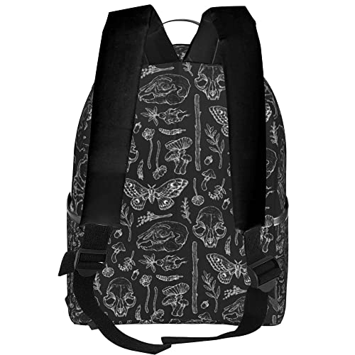 AMRANDOM Unisex Backpack Stylish Bookbag School Casual Travel Bag Daypack Adjustable (Butterfly Skull Head Mushroom Leaf Specimen)