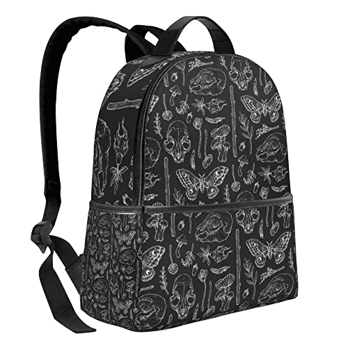 AMRANDOM Unisex Backpack Stylish Bookbag School Casual Travel Bag Daypack Adjustable (Butterfly Skull Head Mushroom Leaf Specimen)