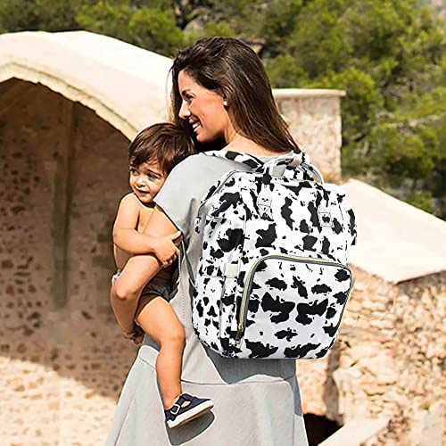 Diaper Bag Backpack for Mom & Dad, Multifunction Waterproof Baby Changing Bags, Large Nappy Bag Backpack (Cow)