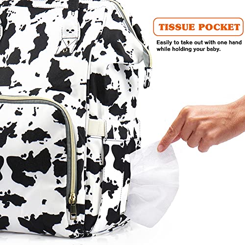 Diaper Bag Backpack for Mom & Dad, Multifunction Waterproof Baby Changing Bags, Large Nappy Bag Backpack (Cow)