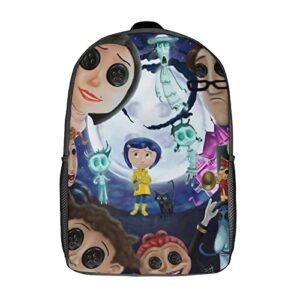 coraline teenagers water resistant casual backpack 3d printed fashion travel bag schoolbag for boys and girls 17 inch