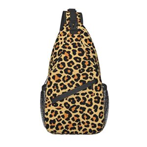mounno leopard print sling bag leisure oblique cross chest bag for men women,durable adjustable gym bag cycling traveling hiking daypack