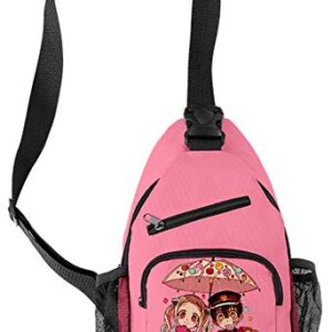 HANDAFA Toilet-bound Hanako-kun Sling Backpack Cute Single Shoulder Bag For Boys Girls(Pink Couple)