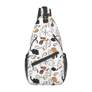 cute cartoon cat sling bag fashion crossbody chest bag backpack shoulder bag for travel, hiking, cycling, camping