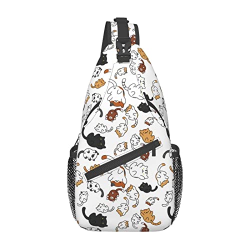 Cute Cartoon Cat Sling Bag Fashion Crossbody Chest Bag Backpack Shoulder Bag For Travel, Hiking, Cycling, Camping