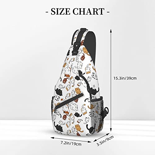 Cute Cartoon Cat Sling Bag Fashion Crossbody Chest Bag Backpack Shoulder Bag For Travel, Hiking, Cycling, Camping