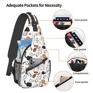 Cute Cartoon Cat Sling Bag Fashion Crossbody Chest Bag Backpack Shoulder Bag For Travel, Hiking, Cycling, Camping