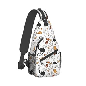 Cute Cartoon Cat Sling Bag Fashion Crossbody Chest Bag Backpack Shoulder Bag For Travel, Hiking, Cycling, Camping