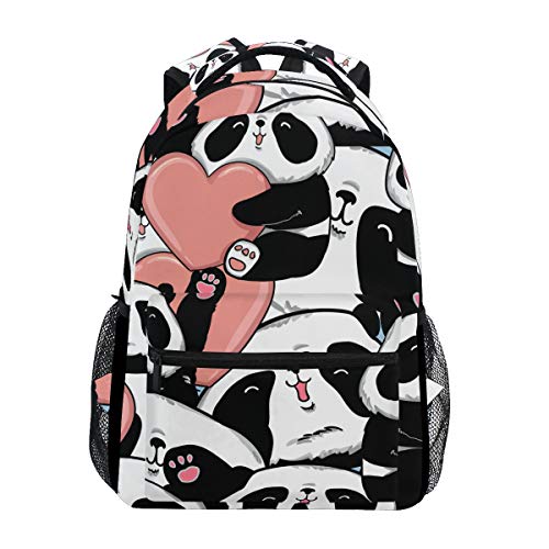 Valentine Day Animal Panda Heart School Backpack Casual Shoulder Bag College Bookbag Travel Hiking Daypack