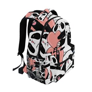 Valentine Day Animal Panda Heart School Backpack Casual Shoulder Bag College Bookbag Travel Hiking Daypack